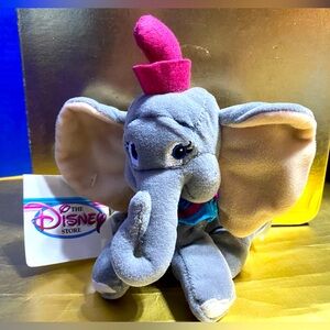 DISNEY STORE NWT VINTAGE 1990’s COLLECTIBLE DUMBO THE ELEPHANT BEAN BAG PLUSH 8”